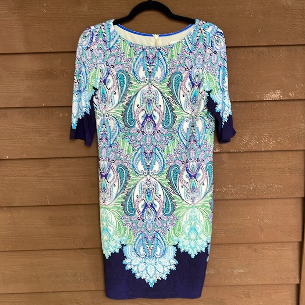 Eliza J. blue/green/pink paisley dress size 8